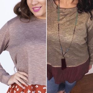 Metallic cropped Pullover Mocha Gold